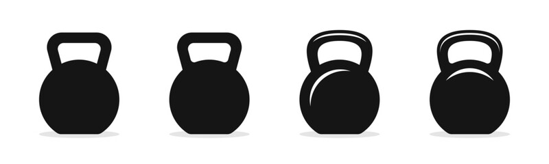 Fototapeta premium Kettlebell icons. Weight icons. Set of different kettlebells. Kettlebell vector illustration. Fitness kettlebell. Vector weight
