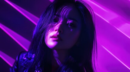 Fototapeta premium Purple Neon Portrait of a Woman