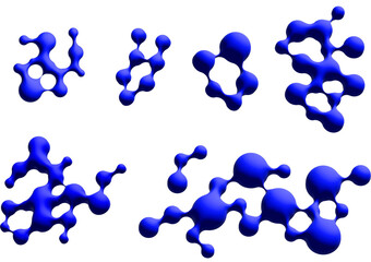 3D abstract liquid bubbles on blue background. Concept of future science: floating morphing...