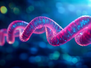 Glowing helix DNA strand, science backdrop, research
