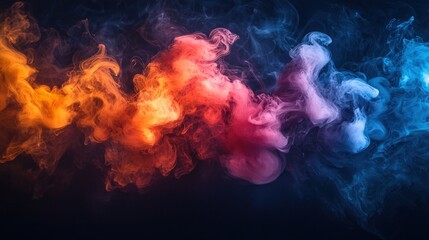 Abstract swirling colorful smoke art design
