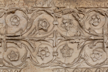 Historic artefacts in the entrance portico of the Basilica of Sant' Ambrogio, Milan