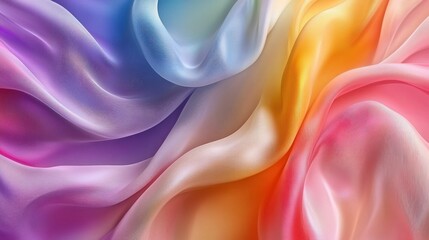 Obraz premium Vibrant rainbow silk drapes, abstract texture, colorful background. Possible use textile design, fashion illustration