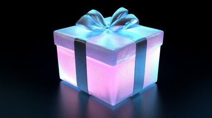 Obraz premium Glowing gift box with a silver ribbon. Perfect for celebrations!