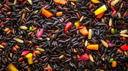 Colorful vegetables mixed with wild rice create a vibrant, healthy dish perfect for any occasion