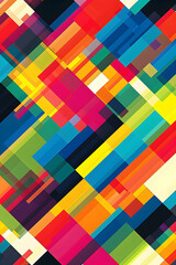 Vibrant Retro Pixel Art Design with Colorful Geometric Patterns and Blocky Aesthetic