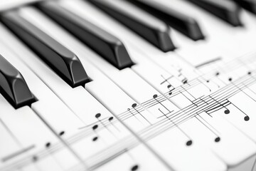 Elegance of piano keys with musical notation