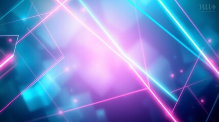 Naklejka premium Abstract Neon Lines Background Purple Blue Glowing Design