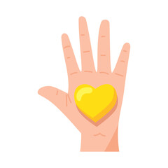Hand with yellow heart illustration