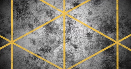 Fototapeta premium Image of intersecting yellow lines forming abstract geometric pattern on textured gray background