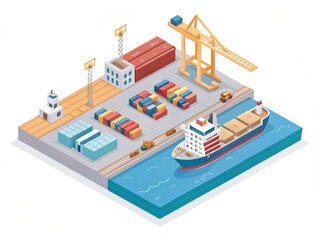 isometric cargo ship