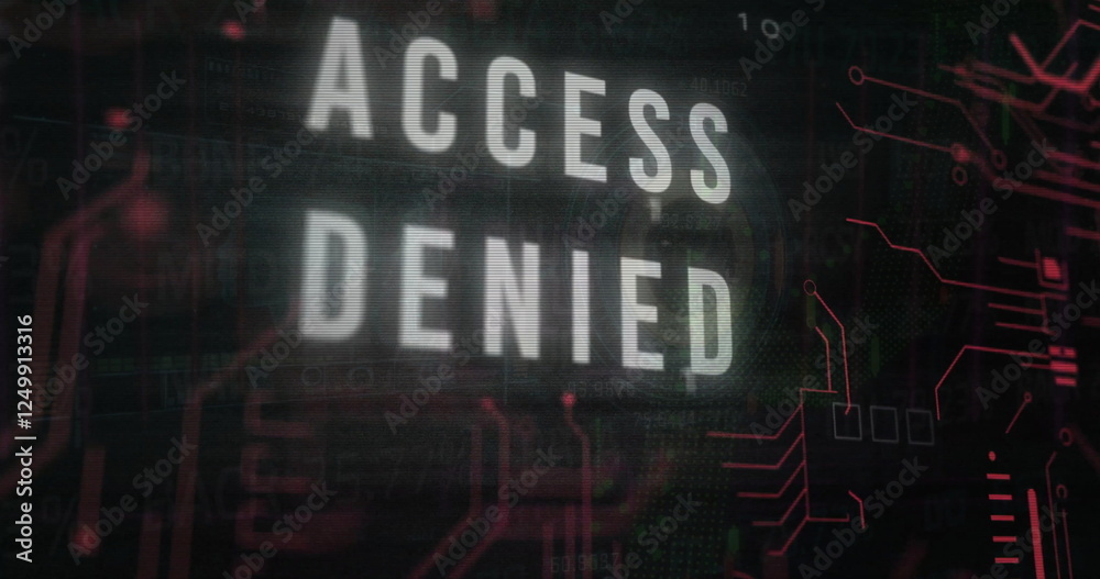 Aufkleber image of access denied text over data processing on black background