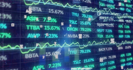 Image of numeric data processing over processing financial charts