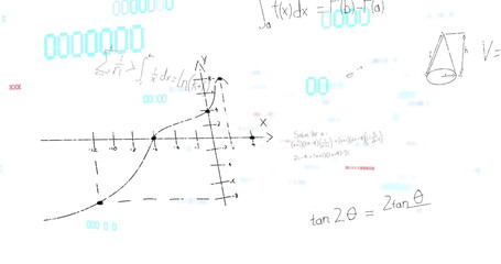 Image of mathematical data processing over white background