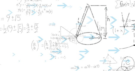 Image of mathematical data processing over white background