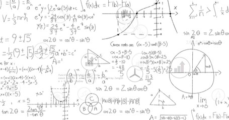 Image of mathematical data processing over white background
