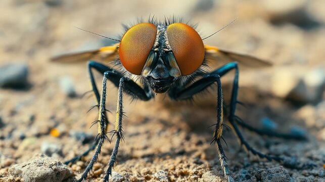 Close-up view of a robber fly