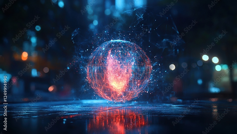 Poster exploring networked digital sphere: a futuristic visualization of connections and data flow in cyber