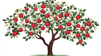 Fototapeta premium Abundant red apple tree orchard harvest