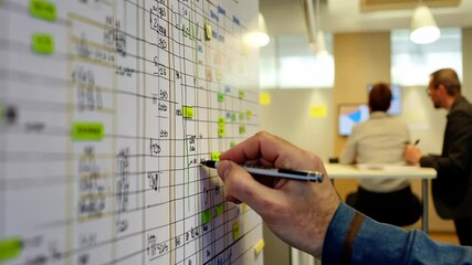 planner working on timeline for conference, professional office environment, using advanced scheduling tools, precise and efficient event planning, innovative strategies