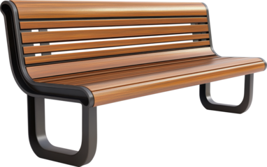 Modern wooden park bench 