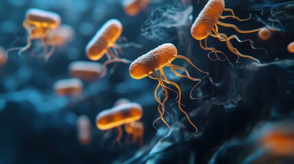 Glowing immune system cells actively respond, highlighting the body's natural defense on a dark blue background.