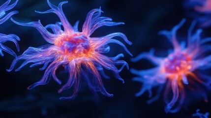 Glowing immune system cells actively respond, highlighting the body's natural defense on a dark blue background.