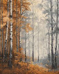 Transition of Colors: Capturing the Beautiful Seasonal Change in a Deciduous Forest through Varied Foliage Shades and Stages of Transformation