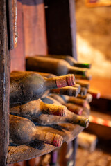 Visit of old caves with oak barrels, wine making on bodegas wineries on volcanic soils of Mount Teide in Tacoronte-Acentejo wine region on Tenerife, Canary islands vacation, Spain