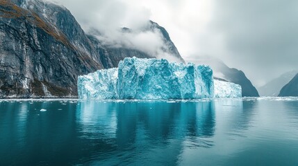 Majestic Glacier Reflects in Calm Fjord Waters