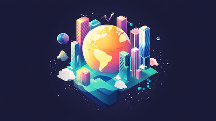 3d reality icon: blending virtual and real worlds illustration logo. Augmented Reality Worlds. Illustration