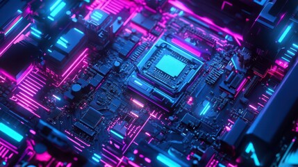 Fototapeta premium AI-Powered Motherboard with Futuristic Processor Design for Advanced Computing Solutions