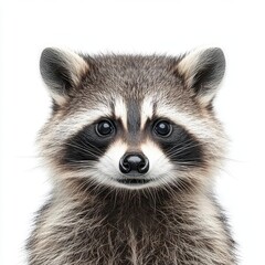 Fototapeta premium Cute Raccoon Isolated on White Background, Perfect for Merchandise and Wildlife Illustrations