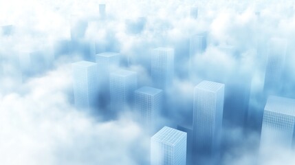 Fototapeta premium City in the Clouds: A Serene Metropolis Above the Clouds