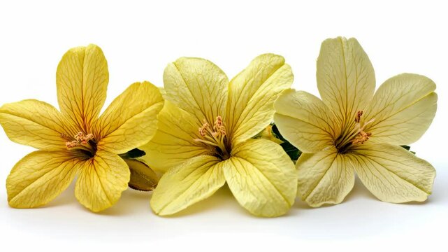 Lovely yellow flowers arranged in a row showcasing delicate petals and vibrant colors abloom in full splendor