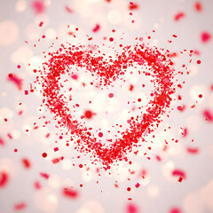 Red confetti heart, festive, celebration, Valentine's Day, love, romantic, scattered, party, design element, background