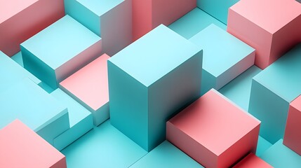 Obraz premium Isometric background featuring abstract geometric shapes colorful design with cubes and vibrant patterns in 3d space