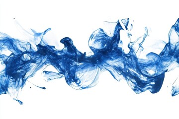 Abstract Blue Watercolor Brush Strokes Isolated on White Background