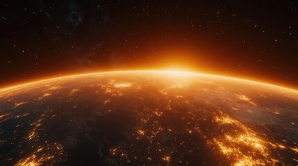 Breathtaking Sunrise View from Space Capturing Earth's Curvature in Golden Hour Glow for Inspirational Content