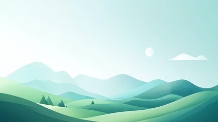 Obraz premium Serene Green Hills Under a Pale Sky