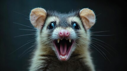 Fototapeta premium A startled opossum