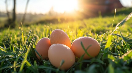 eggs, nowruz, festive, spring, grass, meadow, dew, sunlight, celebration, tradition, culture, holiday, nature, freshness, renewal, joy, happiness, vibrancy, color, reflection, morning, growth, season,
