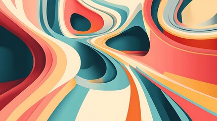 Abstract Swirling Colorful Curves and Shapes Design