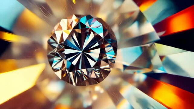 Close-up of a brilliant-cut diamond under magnification, vibrant sparkle and clarity, dynamic setting emphasizing gemologist's skill and focus