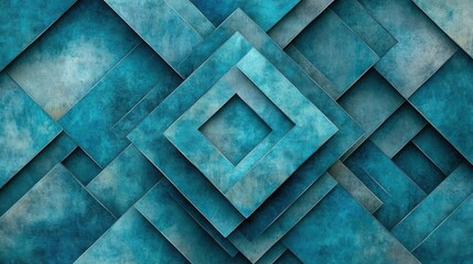 Elegant teal blue abstract geometric pattern with layered shapes creating depth and texture for design purposes