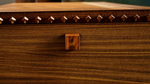 Close-up of a beautifully handcrafted wooden box, highlighting the art of precision joinery.