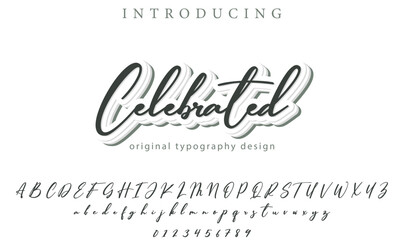 Celebrated Font Stylish brush painted an uppercase vector letters, alphabet, typeface