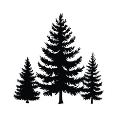 Pine trees silhouette vector illustration