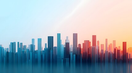 Fototapeta premium A Stunning Cityscape Glow Highlights Urban Peaks Against A Soft Pastel Sky at Dusk. Peak Energy, Generation, Optimization Concept
