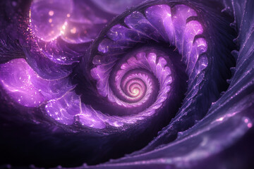 Purple spiral with intricate pattern, contrasting against a vibrant background.